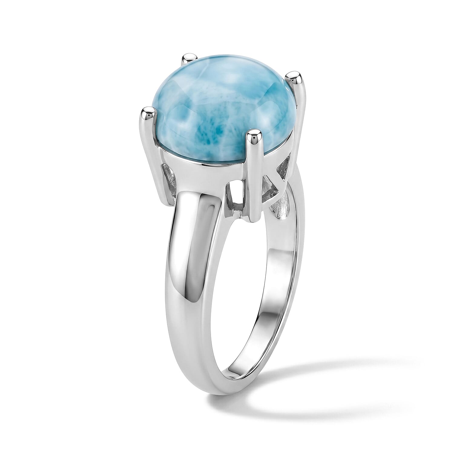 Larimar 5.00 ctw Solitaire Ring in Sterling Silver (Size 7.0)