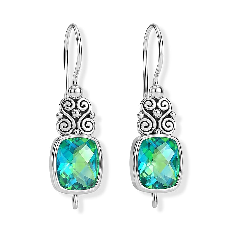 Sajen Silver Rainbow Paraiba Mystic Quartz 4.60 ctw Doublet Earrings in Sterling Silver