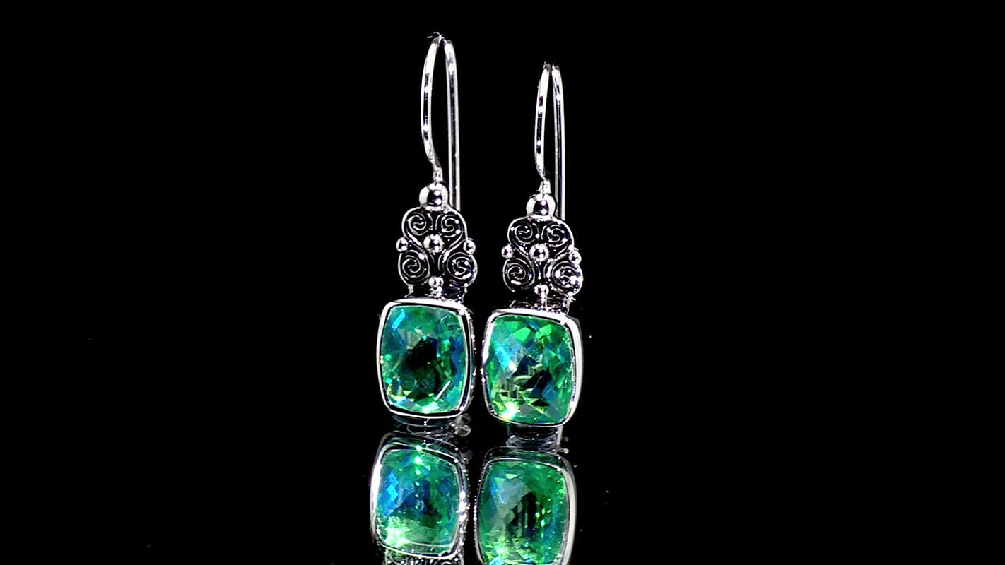 Rainbow Paraiba Mystic Quartz  Earring Sterling Silver 4.60 ctw