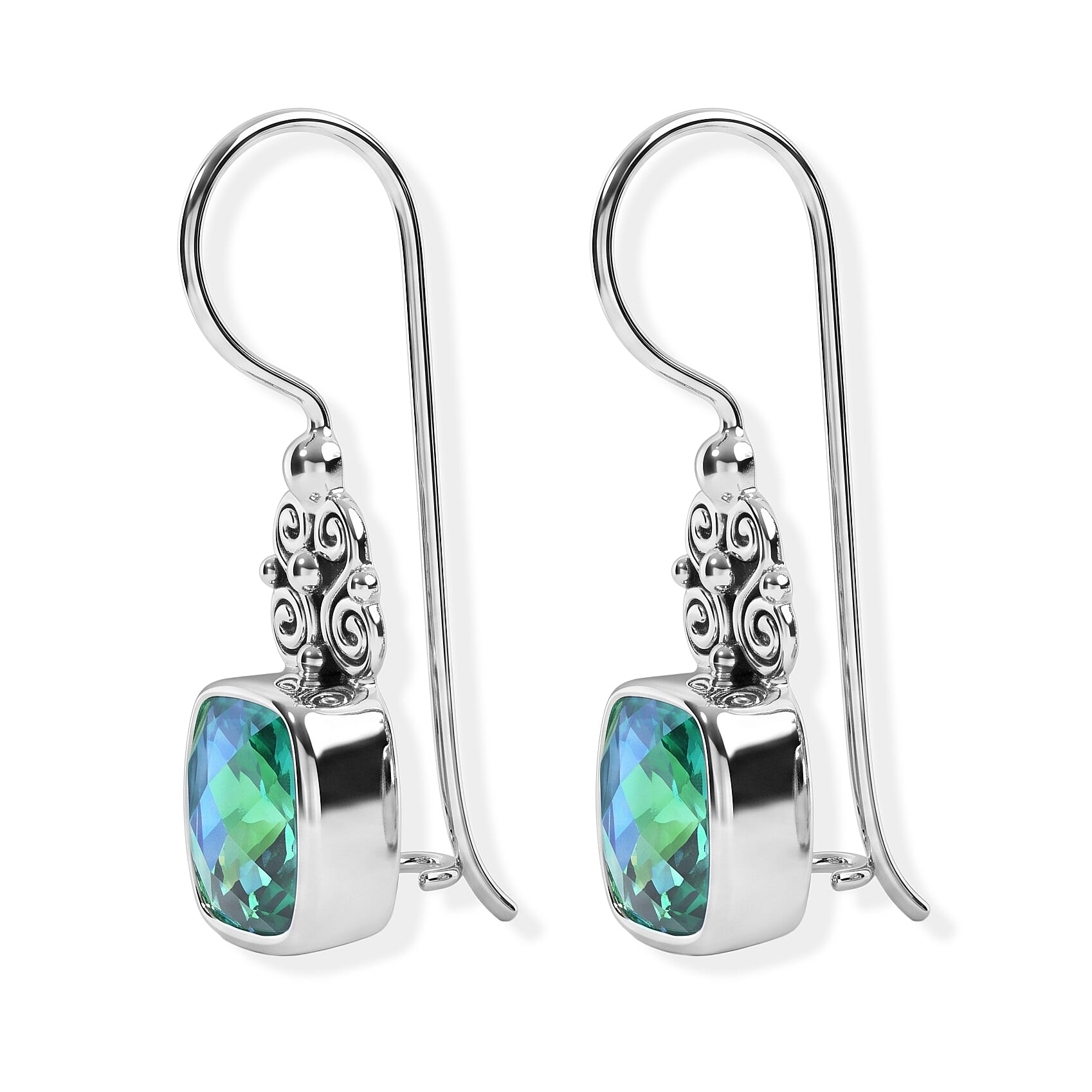 Sajen Silver Rainbow Paraiba Mystic Quartz 4.60 ctw Doublet Earrings in Sterling Silver