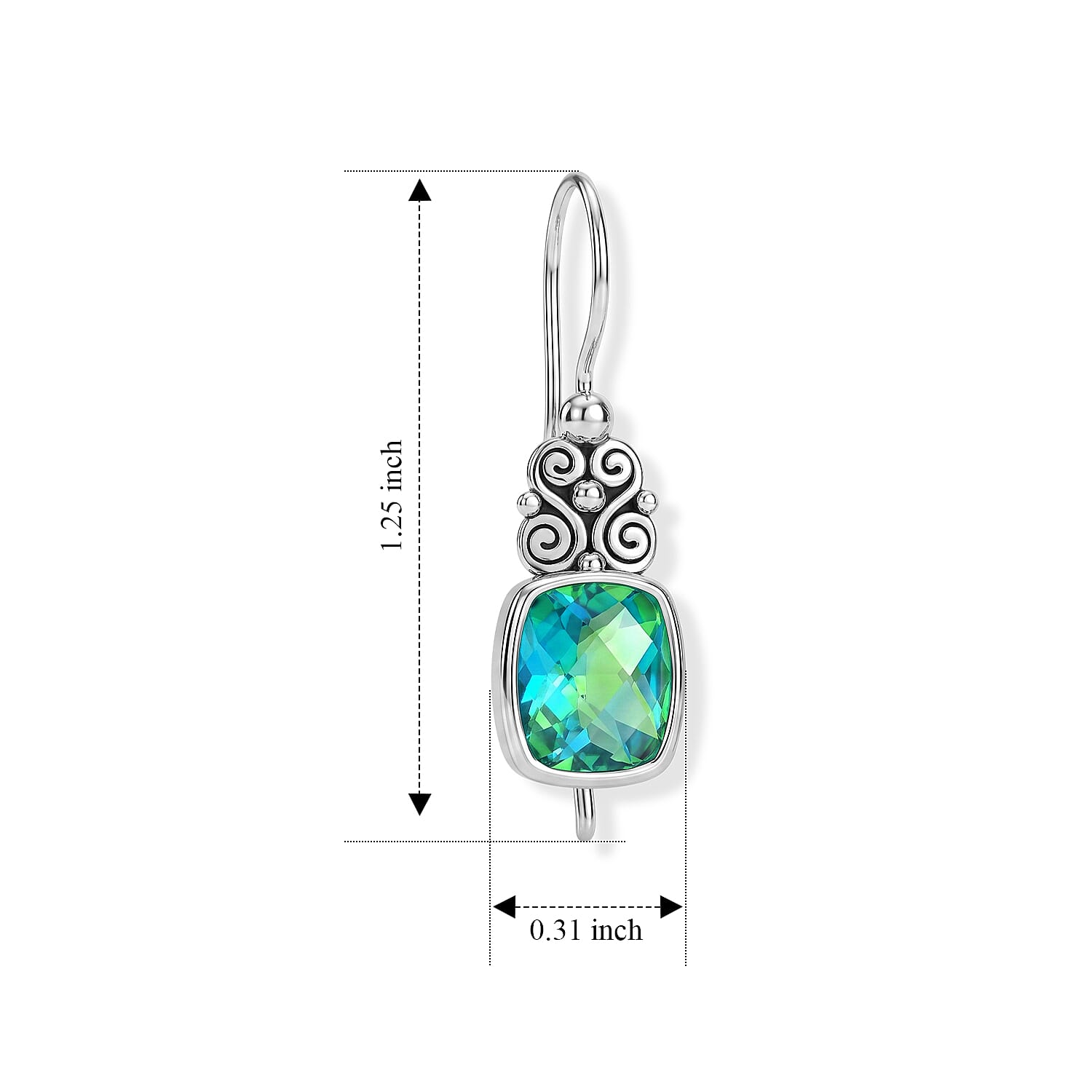 Sajen Silver Rainbow Paraiba Mystic Quartz 4.60 ctw Doublet Earrings in Sterling Silver