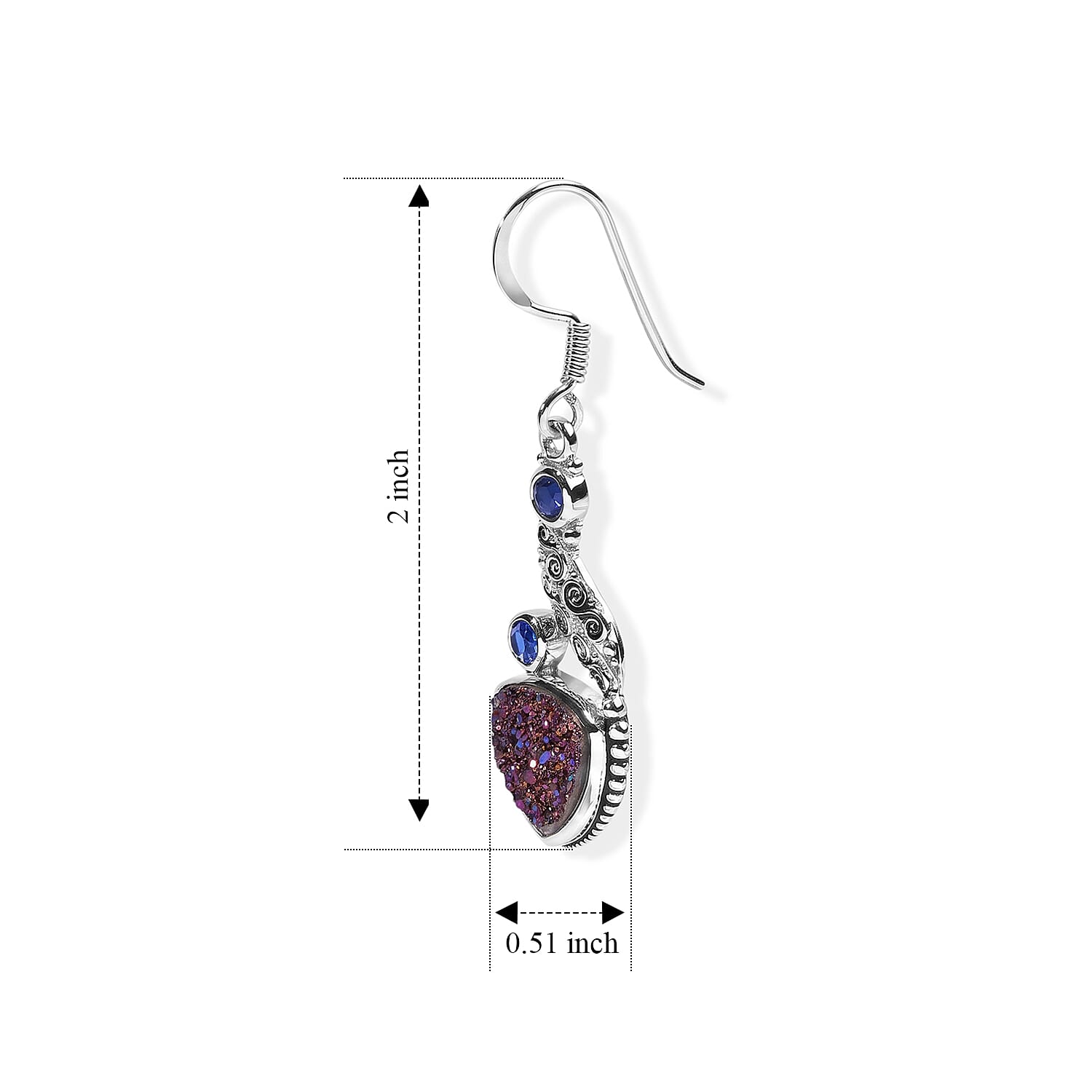Sajen Silver Blue Sapphire Flat Drusy Quartz and Celestial Swiss Blue Doublet Quartz 9.75 ctw Earrings in Sterling Silver