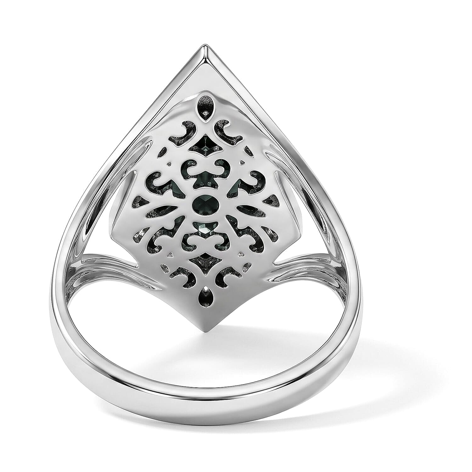 Sajen Silver Natural Malachite Ring in Sterling Silver (Size 5.0) 6.35 ctw