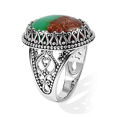 Sajen Silver Natural Chrysoprase Matrix 10.00 ctw Ring in Sterling Silver (Size  5.0)