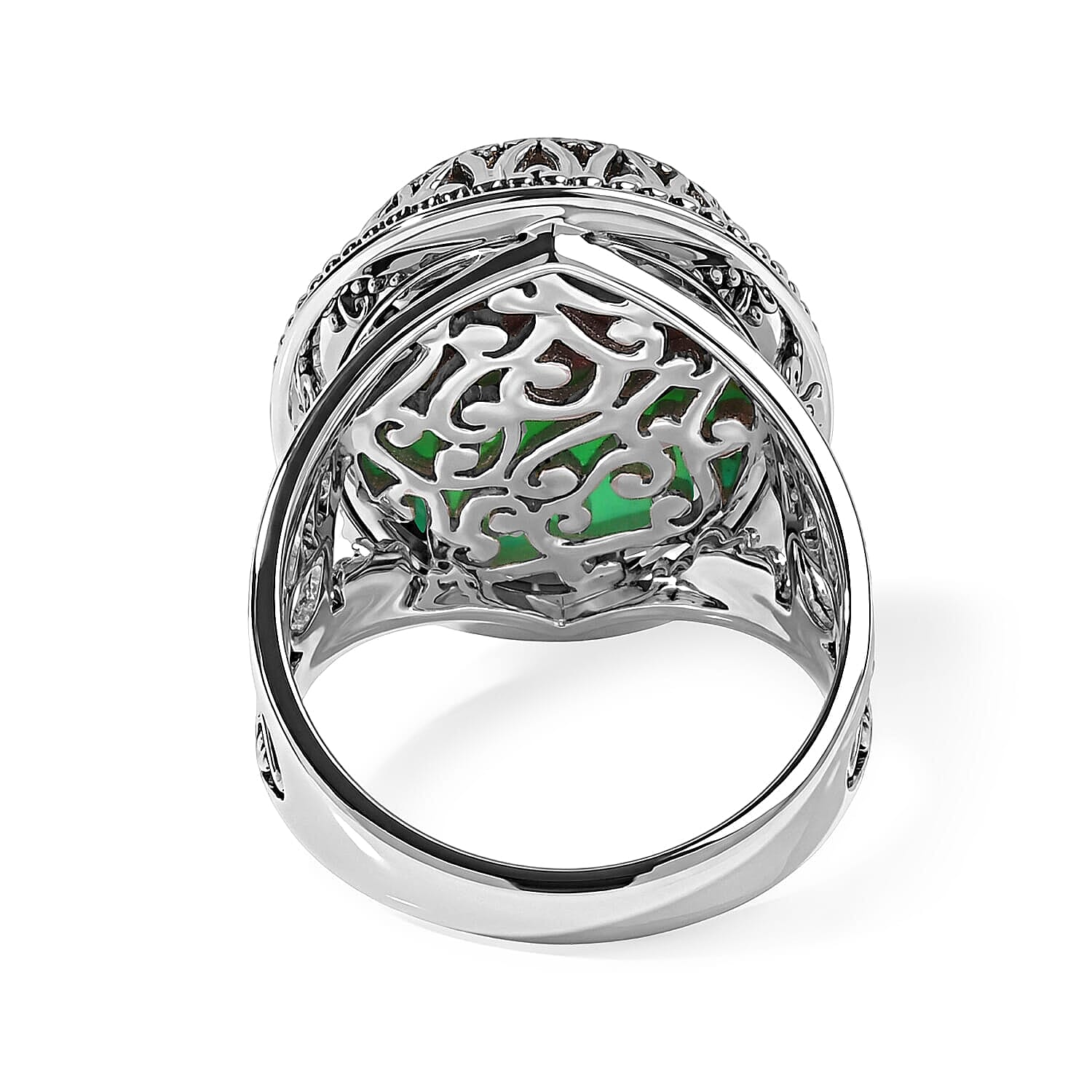 Sajen Silver Natural Chrysoprase Matrix 10.00 ctw Ring in Sterling Silver (Size  5.0)