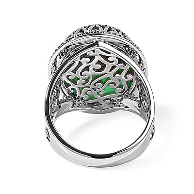 Sajen Silver Natural Chrysoprase Matrix 10.00 ctw Ring in Sterling Silver (Size  5.0)