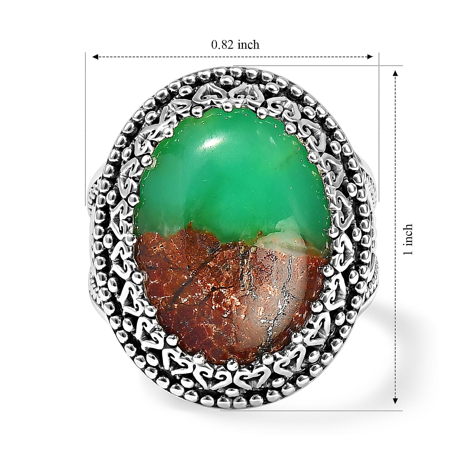 Sajen Silver Natural Chrysoprase Matrix 10.00 ctw Ring in Sterling Silver (Size  5.0)