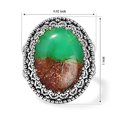Sajen Silver Natural Chrysoprase Matrix 10.00 ctw Ring in Sterling Silver (Size  5.0)