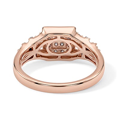 Natural Champagne Diamond 0.50 ctw Ring in 14K Rose Gold Over Sterling Silver (Size 5.0)