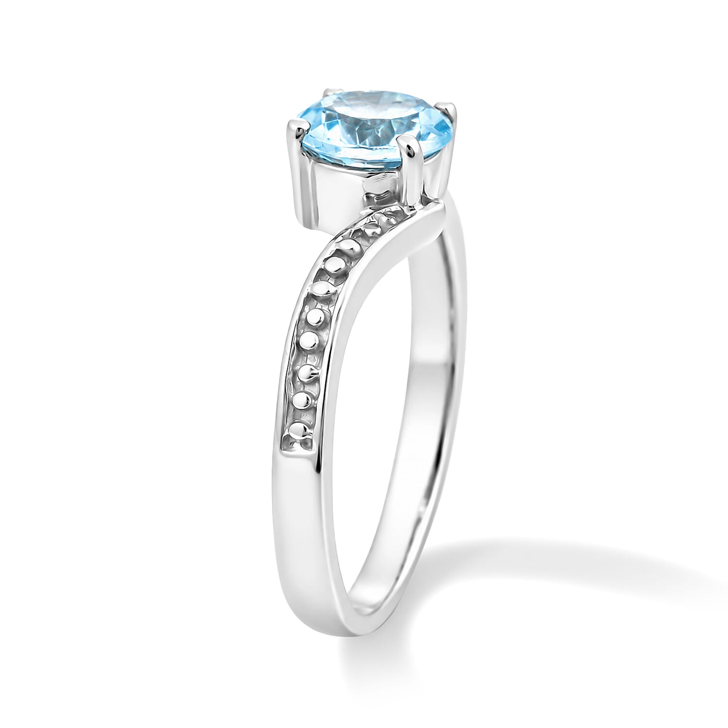 Simulated Blue Diamond Solitaire Ring in Sterling Silver (Size 7.0)