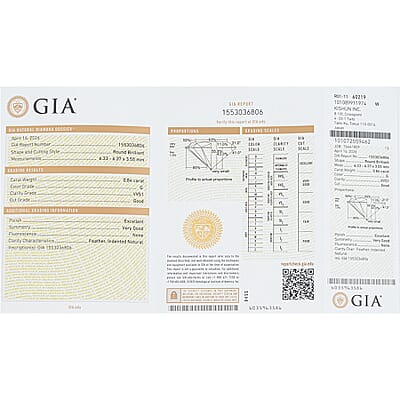 Diamond (G VVS1) (Rnd 5.9 mm) 0.84 ctw