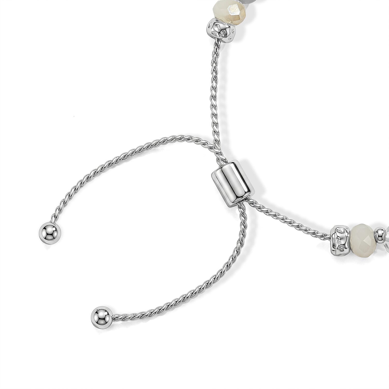 White Resin 8.80 ctw Hope Cross Bolo Bracelet in Silvertone