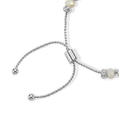 White Resin 8.80 ctw Hope Cross Bolo Bracelet in Silvertone