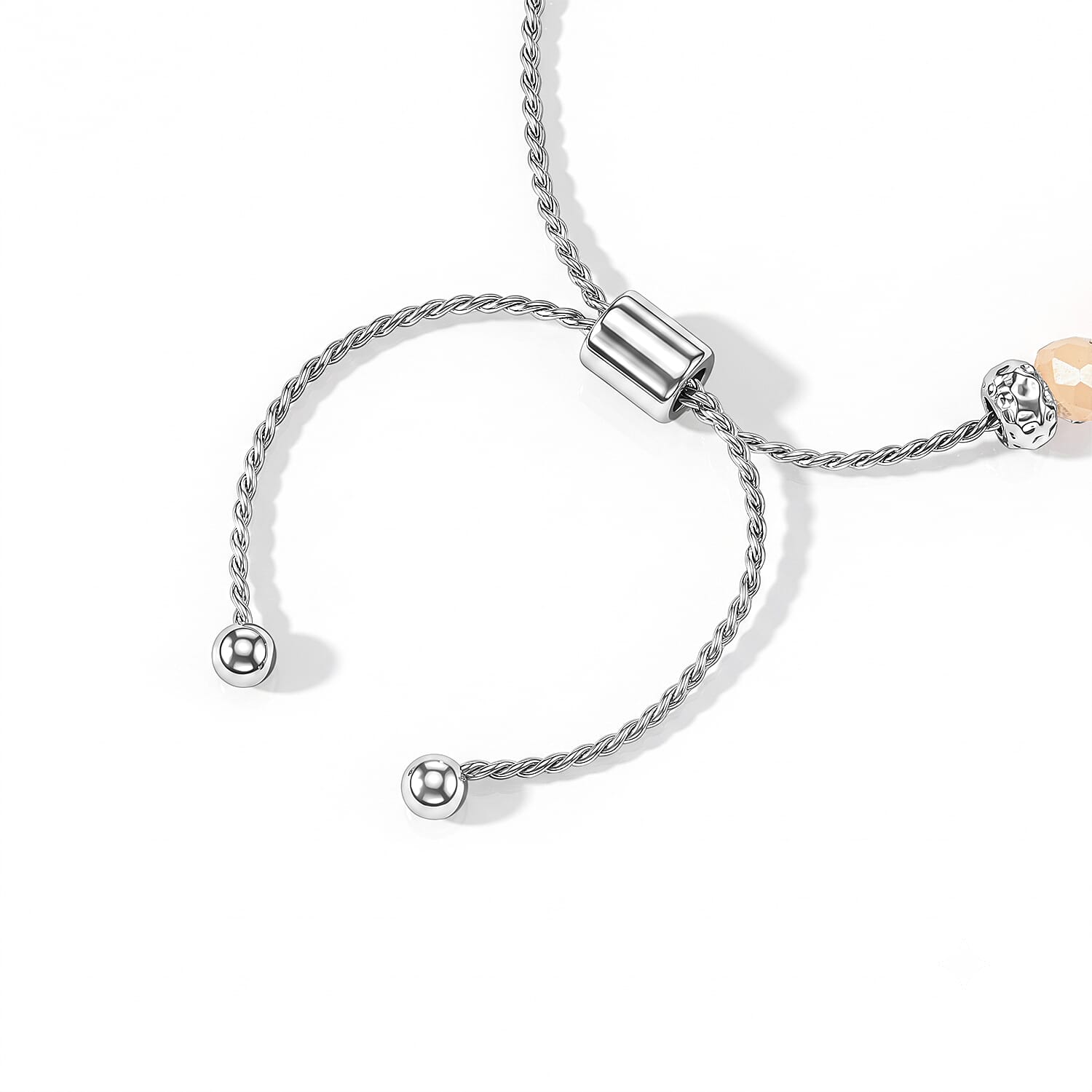 Champagne Resin 8.80 ctw Love Cross Bolo Bracelet in Silvertone
