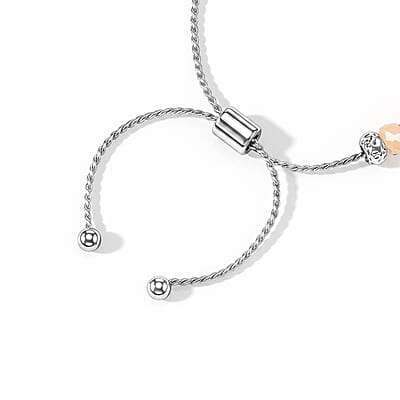 Champagne Resin 8.80 ctw Love Cross Bolo Bracelet in Silvertone