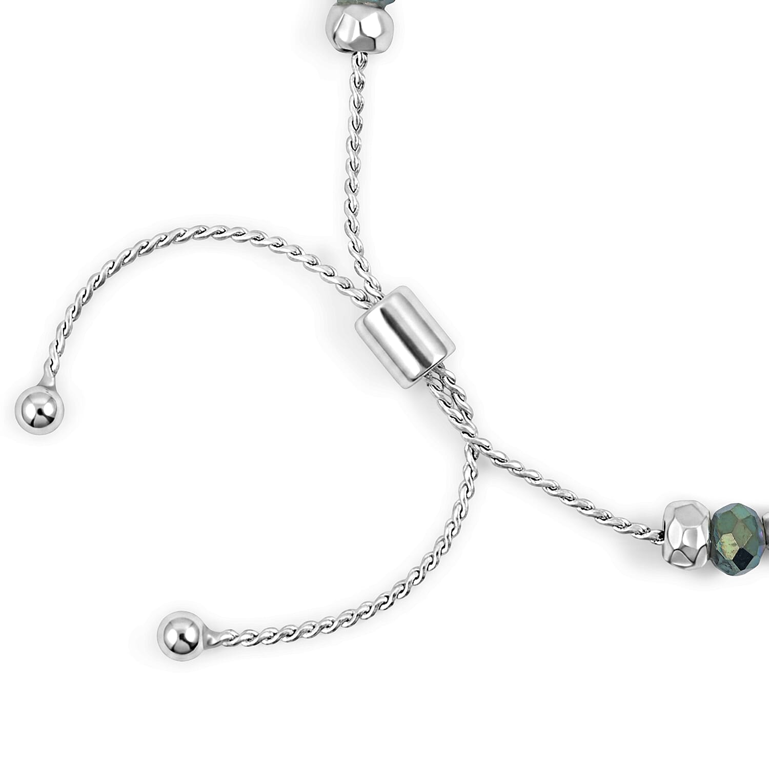 Labradorite Resin 8.80 ctw Love Cross Bolo Bracelet in Silvertone