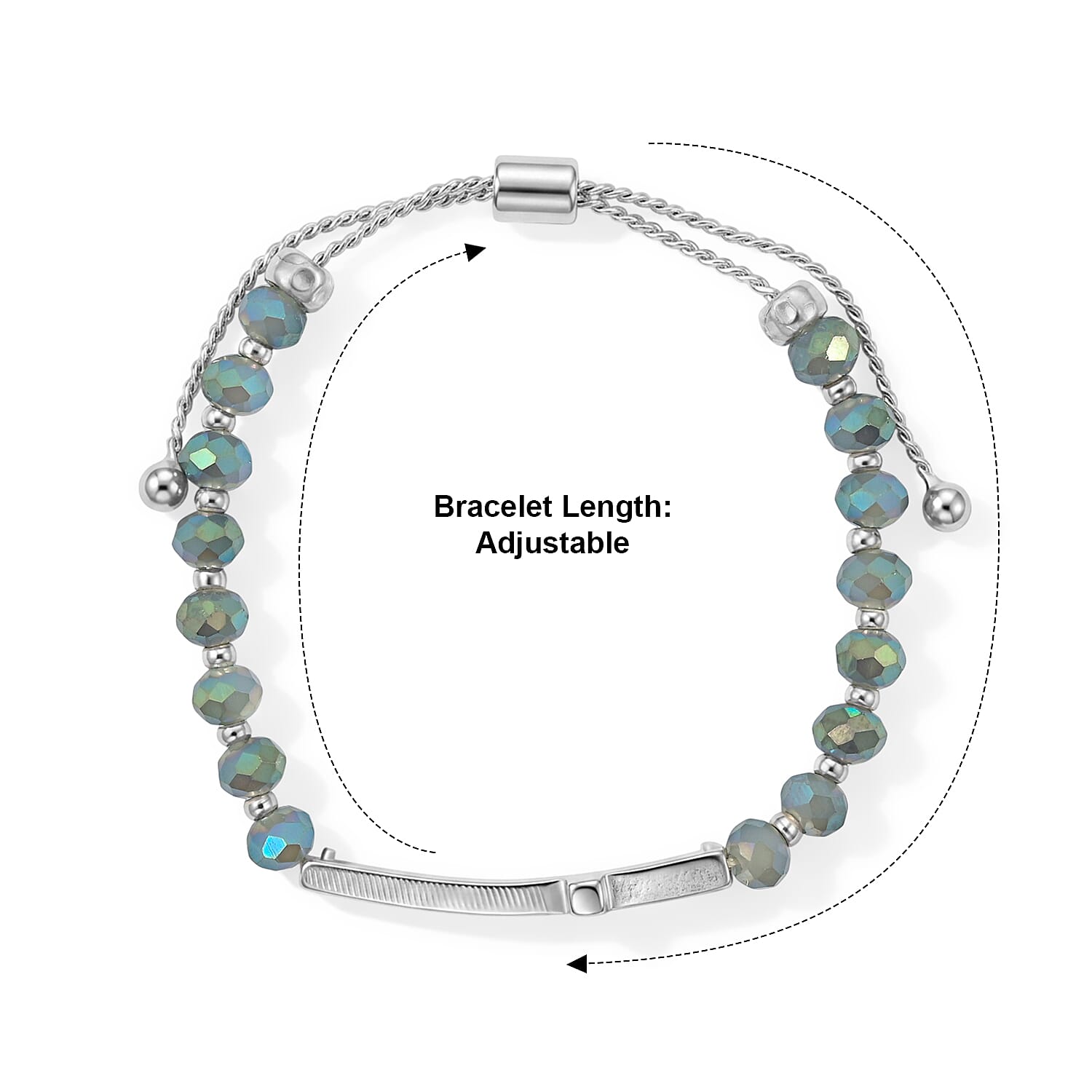 Labradorite Resin 8.80 ctw Love Cross Bolo Bracelet in Silvertone