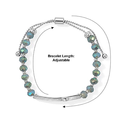 Labradorite Resin 8.80 ctw Love Cross Bolo Bracelet in Silvertone