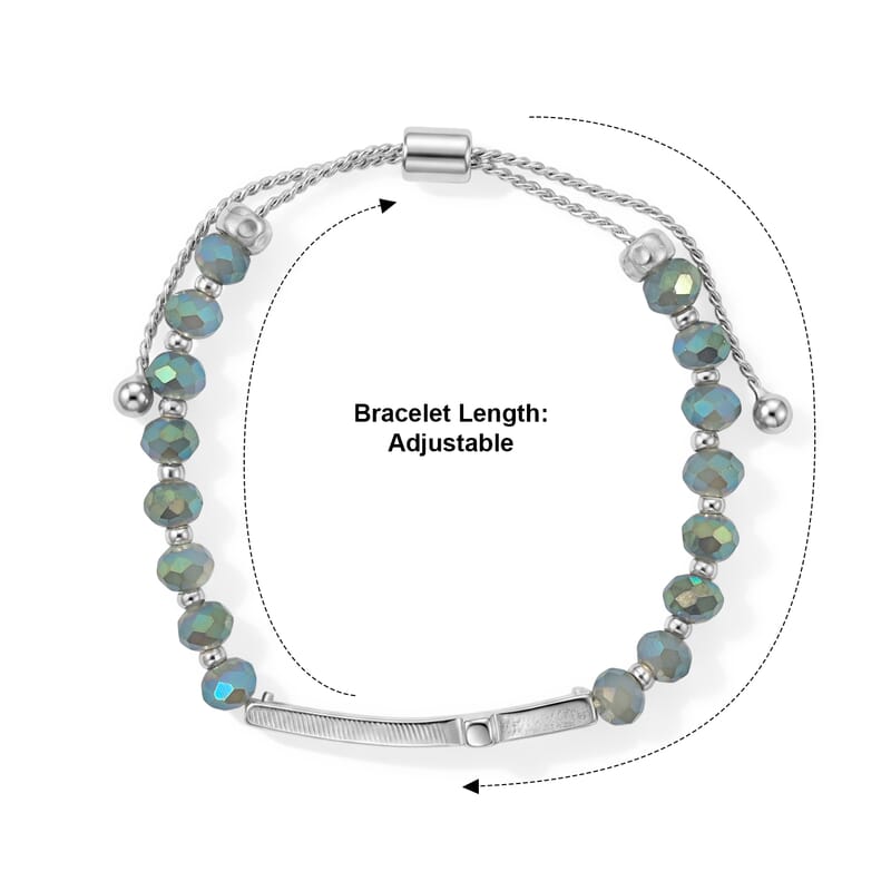 Labradorite Resin 8.80 ctw Love Cross Bolo Bracelet in Silvertone