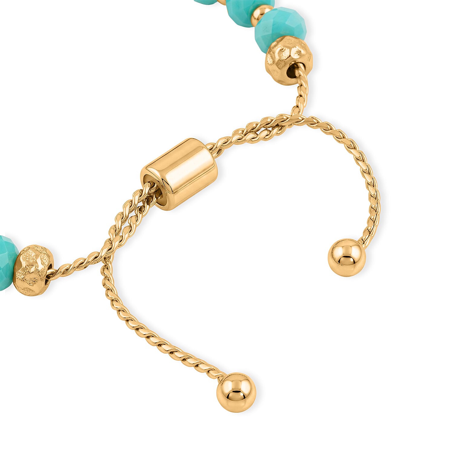 Turquoise Resin 8.80 ctw Hope Cross Bolo Bracelet in Goldtone