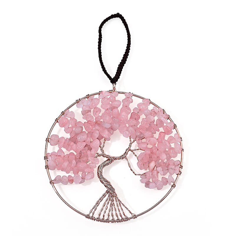 Rose Quartz 150.00 ctw Life Tree Charms in Rosetone