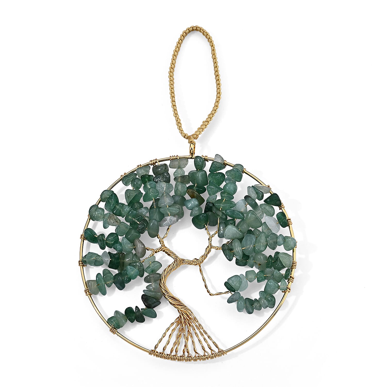 Green Aventurine 150.00 ctw Life Tree Charms in Goldtone