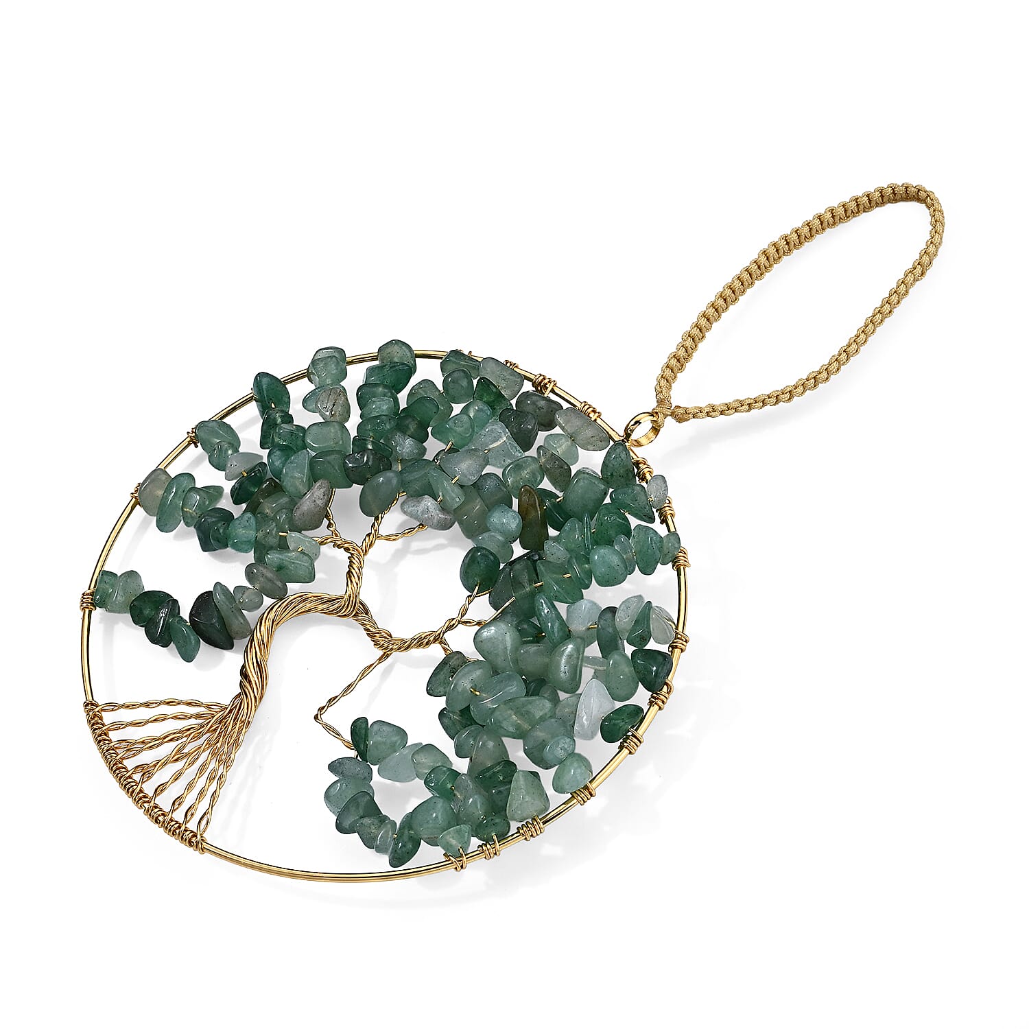 Green Aventurine 150.00 ctw Life Tree Charms in Goldtone