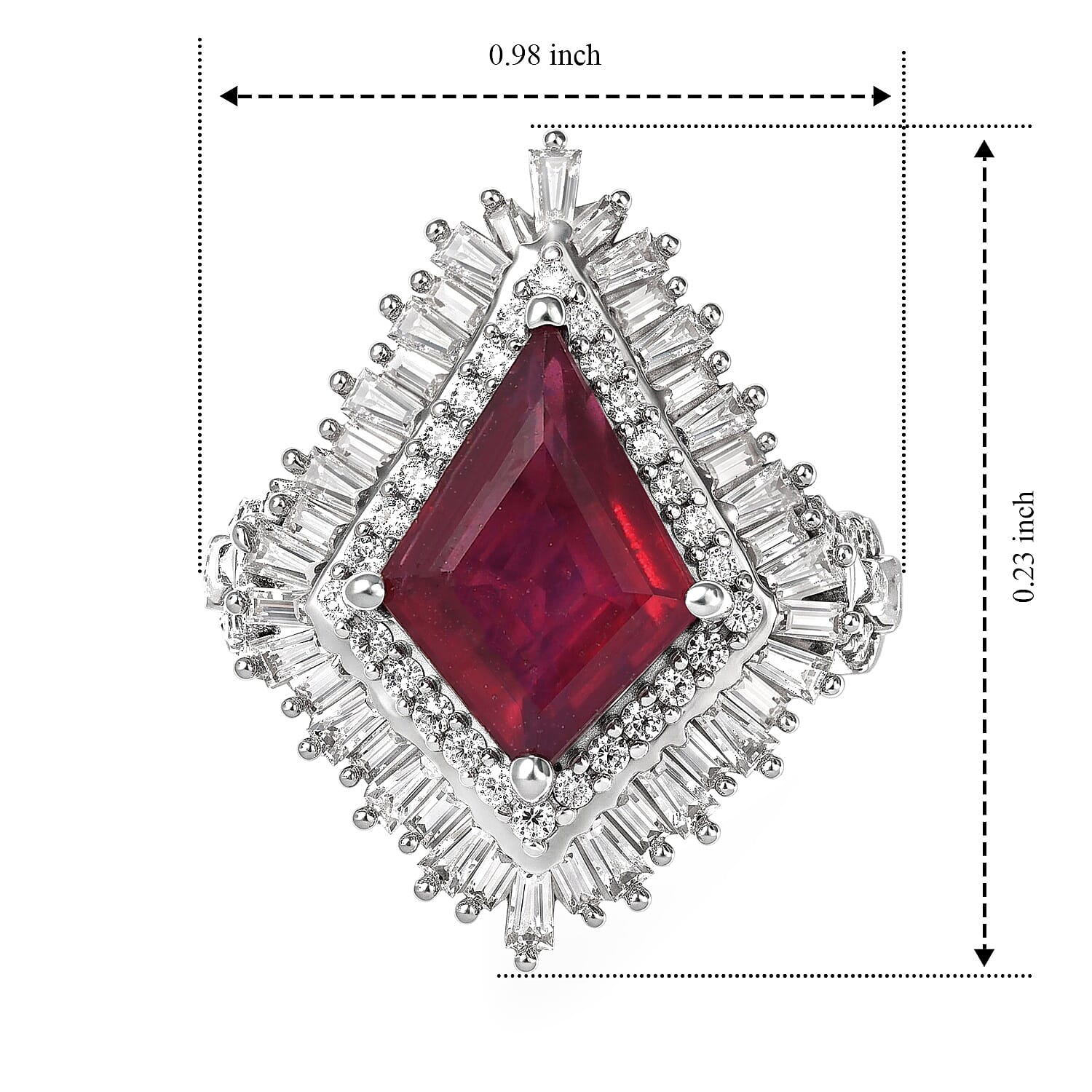 D'Joy Premium Niassa Ruby (FF) and Moissanite 6.10 ctw Ring in Rhodium Over Sterling Silver (Size 6.0)