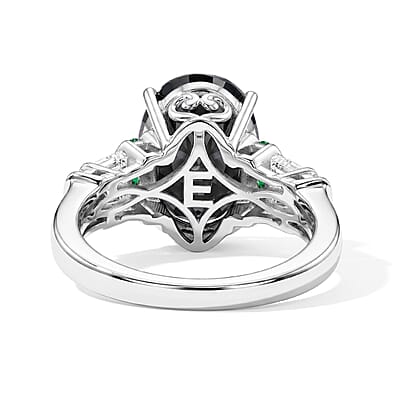 EverTrue Thai Black Spinel and Multi Gemstone 8.75 ctw Ring in Platinum Bond (Size 6.0)
