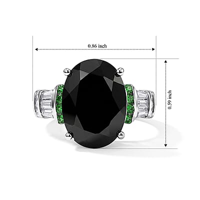 EverTrue Thai Black Spinel and Multi Gemstone 8.75 ctw Ring in Platinum Bond (Size 6.0)