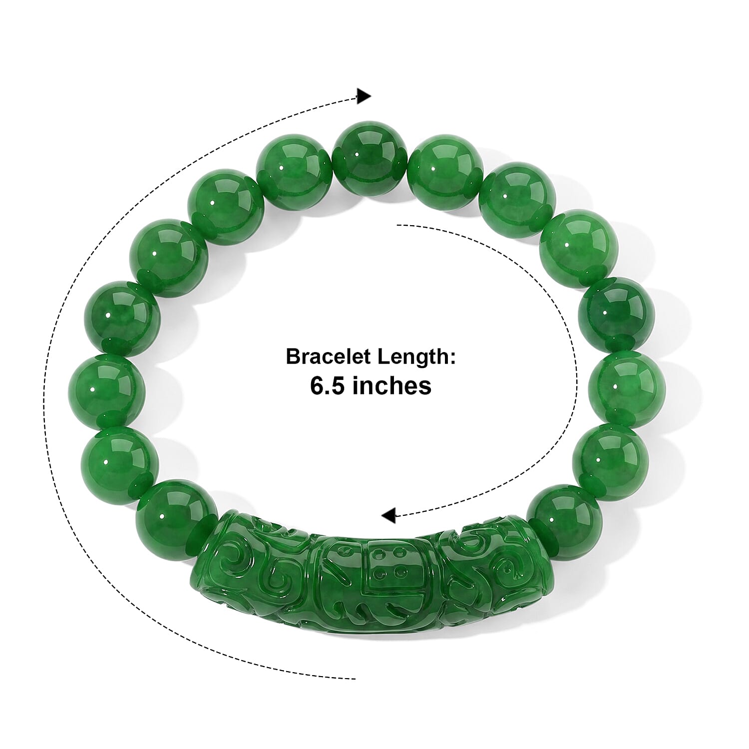Green Jade (D) 230.00 ctw Beaded Stretch Bracelet (6.5-7In)