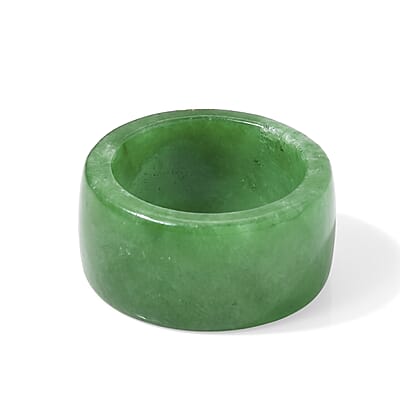 D'Joy Green Jade(D) and Simulated Diamond 30.10 ctw Ring in 14K YG Over Sterling Silver (Size 6.0)