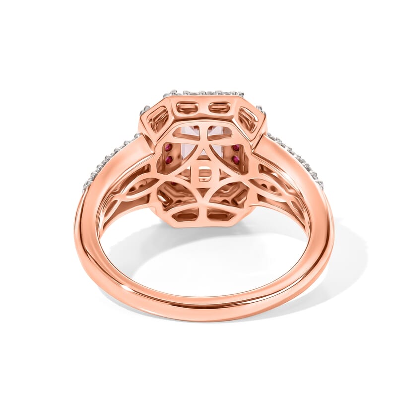 D'Joy Premium Blush Tourmaline and Multi Gemstone 1.90 ctw Blush Royale Ring in 18K Vermeil Rose Gold Over Sterling Silver (Size 6.0)