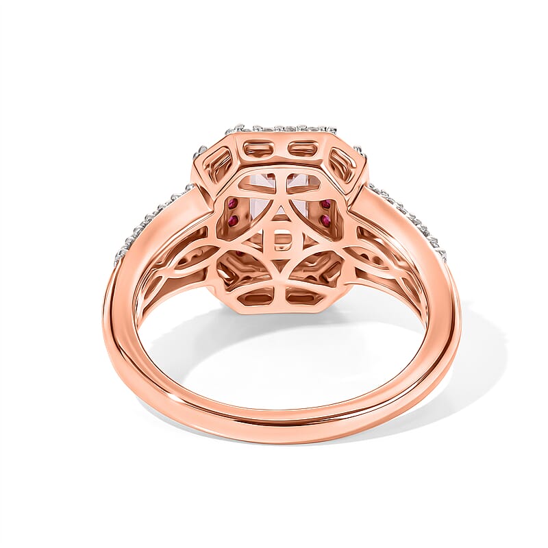 D'Joy Premium Blush Tourmaline and Multi Gemstone 1.75 ctw Ring in 18K Vermeil Rose Gold Over Sterling Silver (Size 6.0)