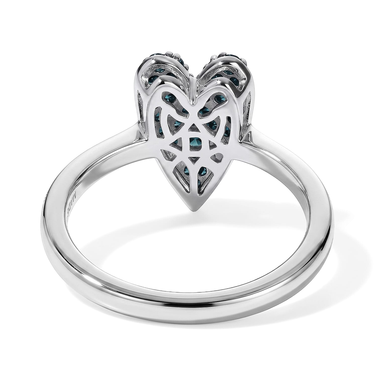 D'Joy Blue Diamond IR 0.35 ctw Ocean of Love Ring in Rhodium Over Sterling Silver (Size 6.0)