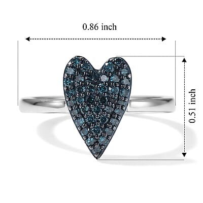 D'Joy Blue Diamond IR 0.35 ctw Ocean of Love Ring in Rhodium Over Sterling Silver (Size 6.0)