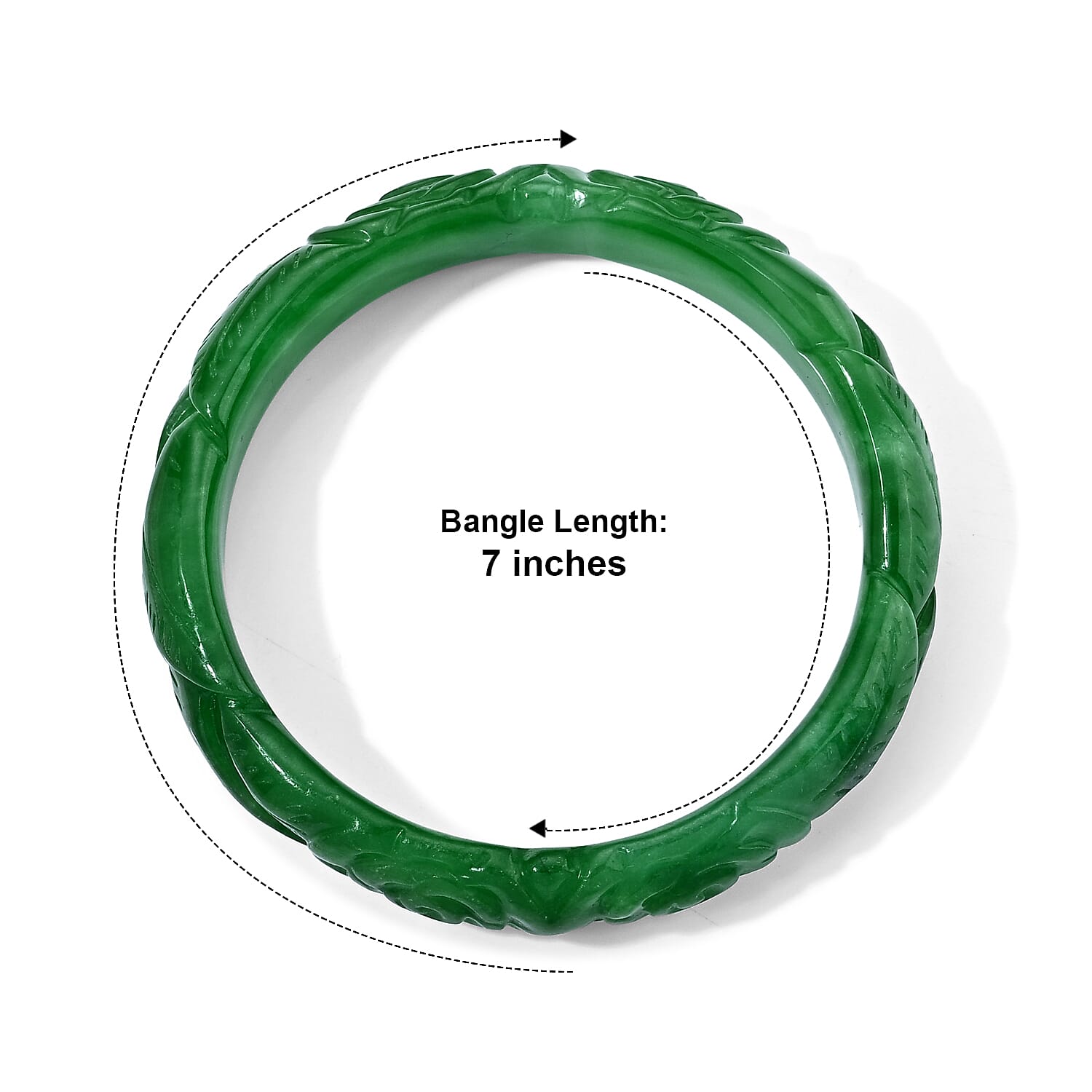 Green Jade 245.00 ctw Carved Rose Bangle Bracelet (7.00 In)