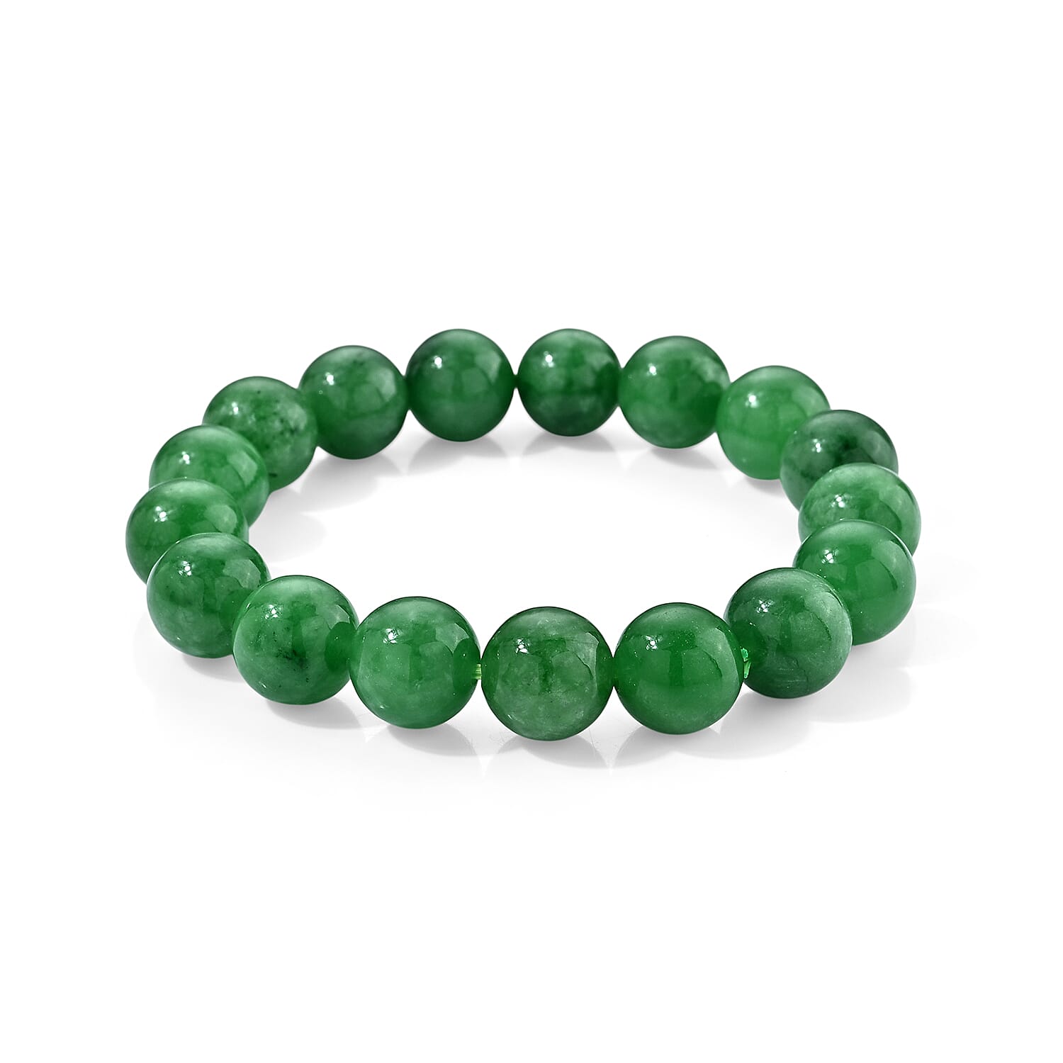 Green Jade (D) 230.00 ctw Beaded Stretch Bracelet