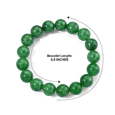 Green Jade (D) 230.00 ctw Beaded Stretch Bracelet