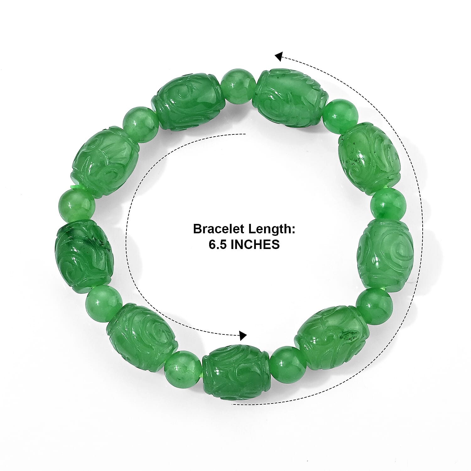 Green Jade (D) 110.00 ctw Beaded Stretch Bracelet