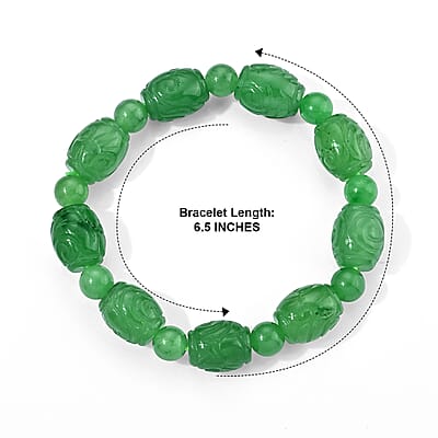 Green Jade (D) 110.00 ctw Beaded Stretch Bracelet