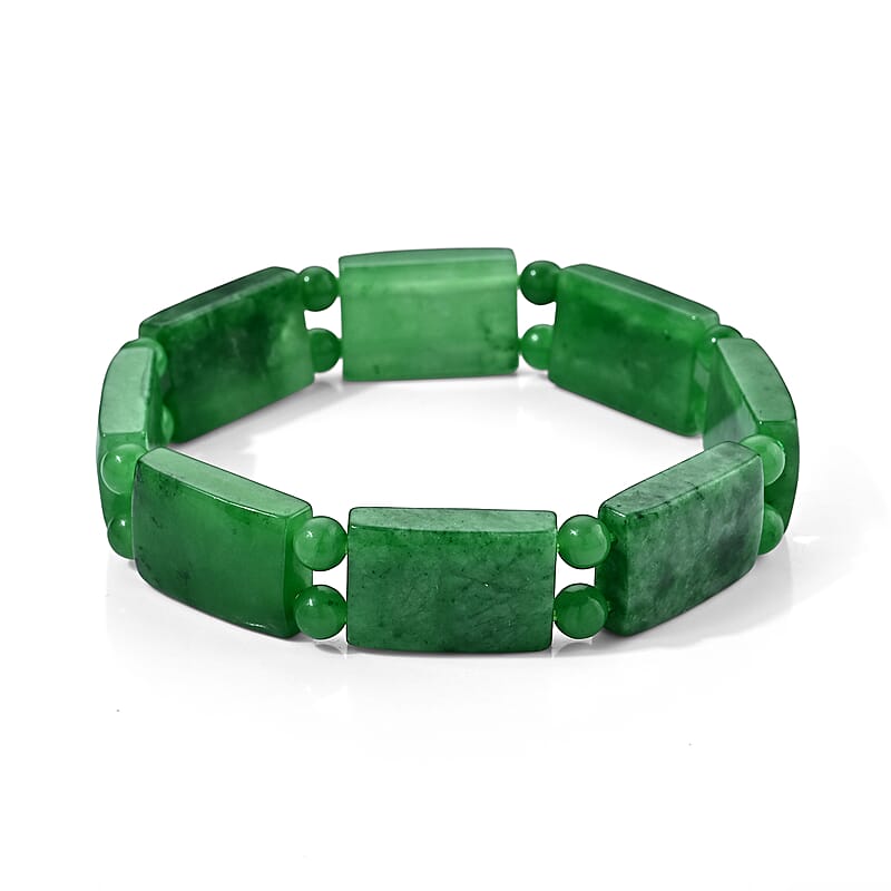 Green Jade (D) 200.00 ctw Beaded Stretch Bracelet