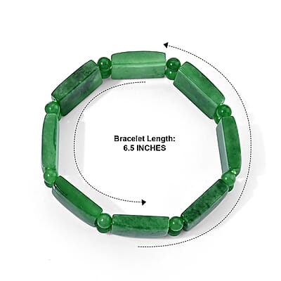 Green Jade (D) 200.00 ctw Beaded Stretch Bracelet