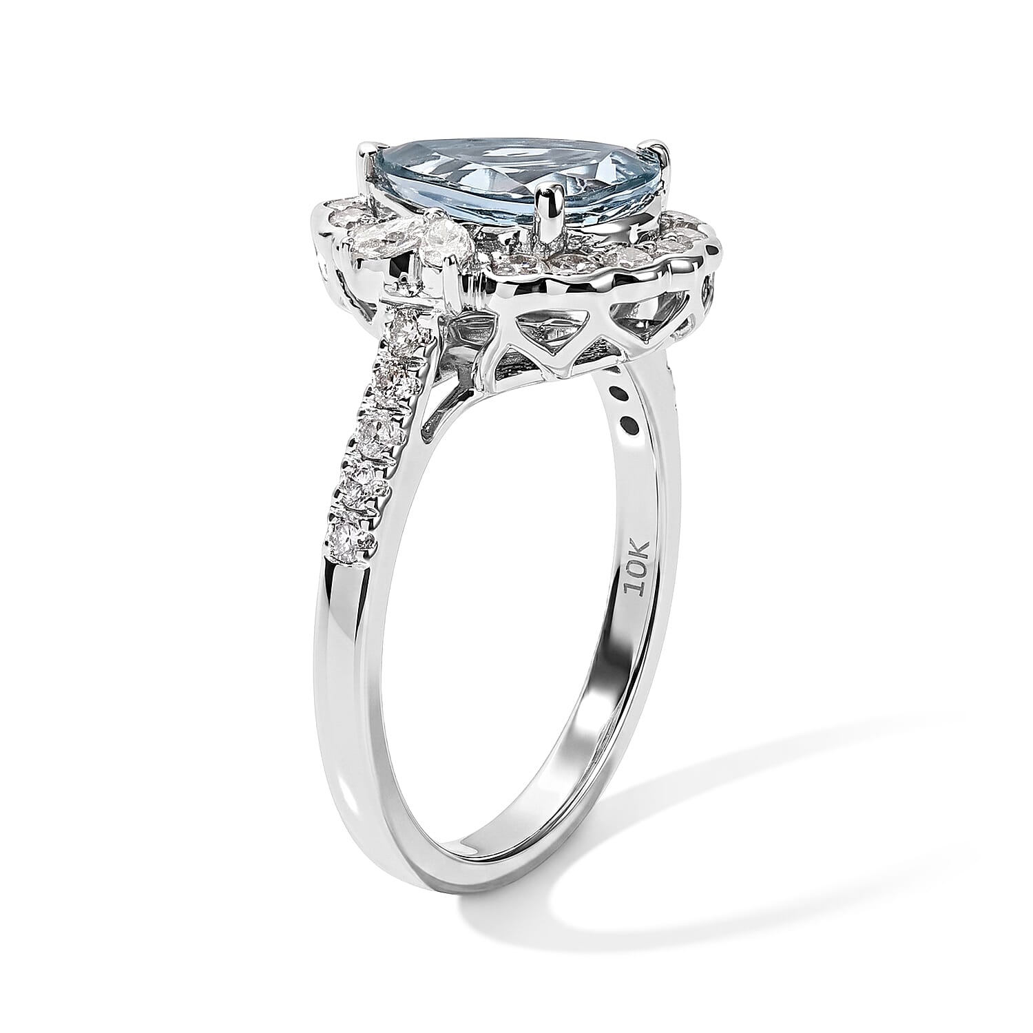 Certified & Appraised Luxoro AAA Santa Maria Aquamarine and Diamond I2 2.35 ctw Ring in 10K White Gold (Size 7.0)