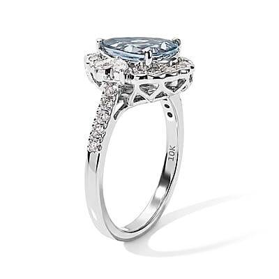 Certified & Appraised Luxoro AAA Santa Maria Aquamarine and Diamond I2 2.35 ctw Ring in 10K White Gold (Size 7.0)