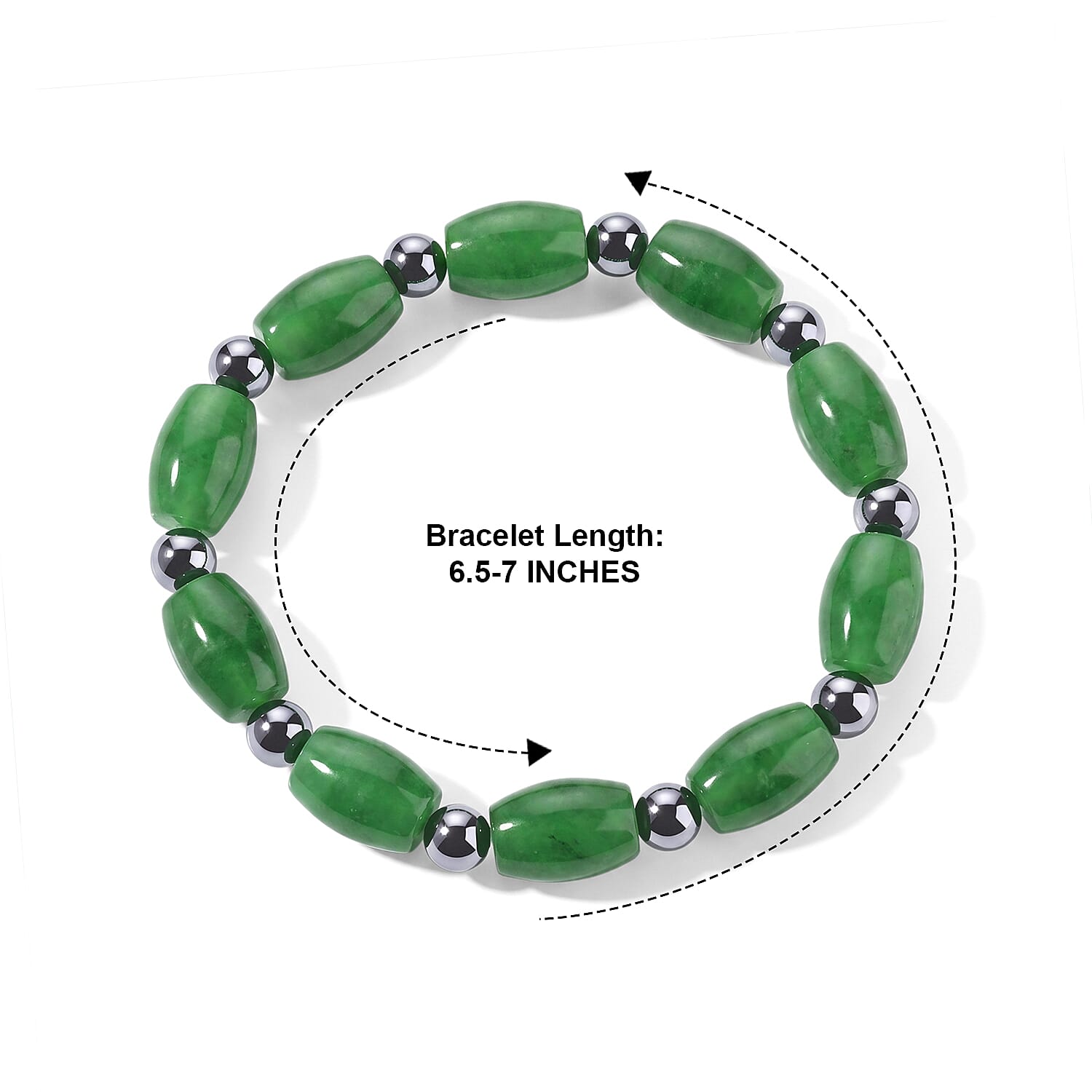 Green Jade and Terahertz 120.00 ctw Beaded Stretch Bracelet