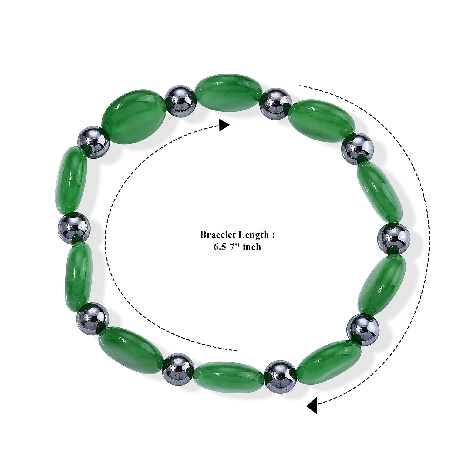 Green Jade and Terahertz 110.00 ctw Beaded Stretch Bracelet