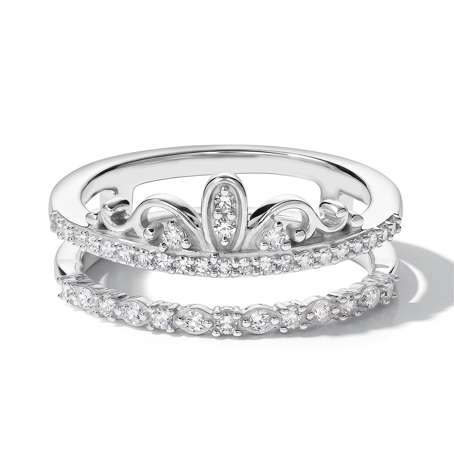 Luxuriant Lab Grown Diamond  Fancy Ring in Rhodium OverSterling Silver