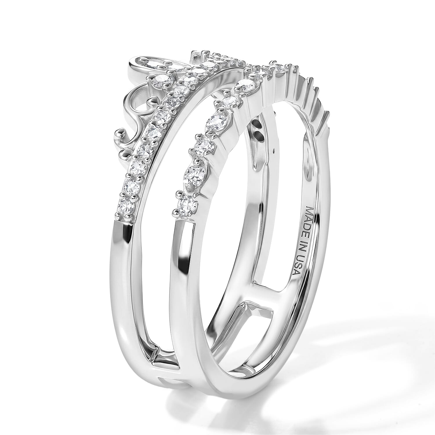 Luxuriant Lab Grown Diamond  Fancy Ring in Rhodium OverSterling Silver