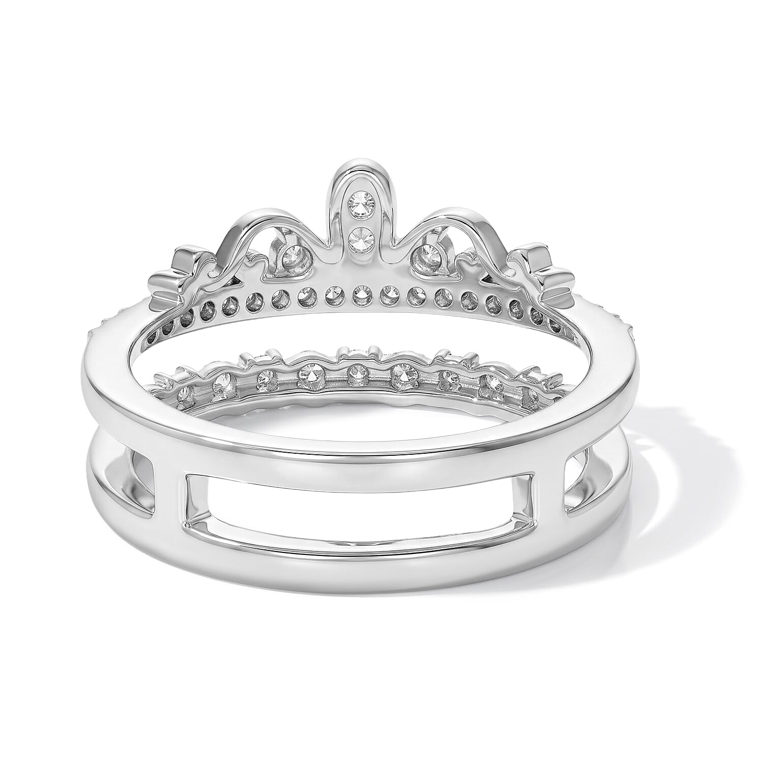 Luxuriant Lab Grown Diamond  Fancy Ring in Rhodium OverSterling Silver